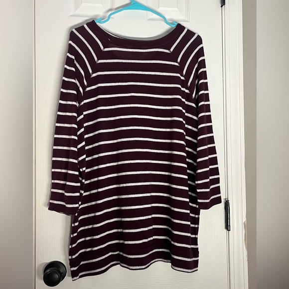 Market & Spruce Burgundy and White Striped Top - Picture 3 of 3
